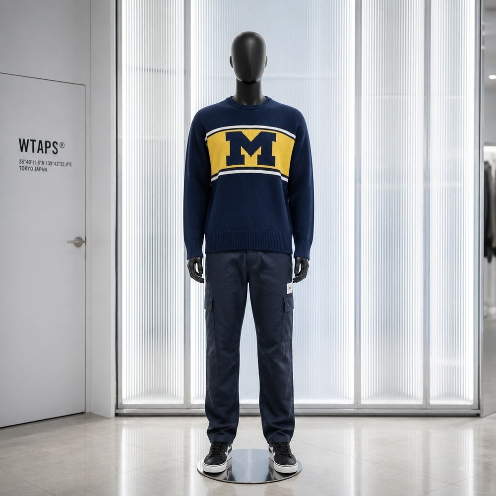 OTS MI Wolverines Mens XL Pullover Sweater Navy Blue Cotton NWT Preppy Academia